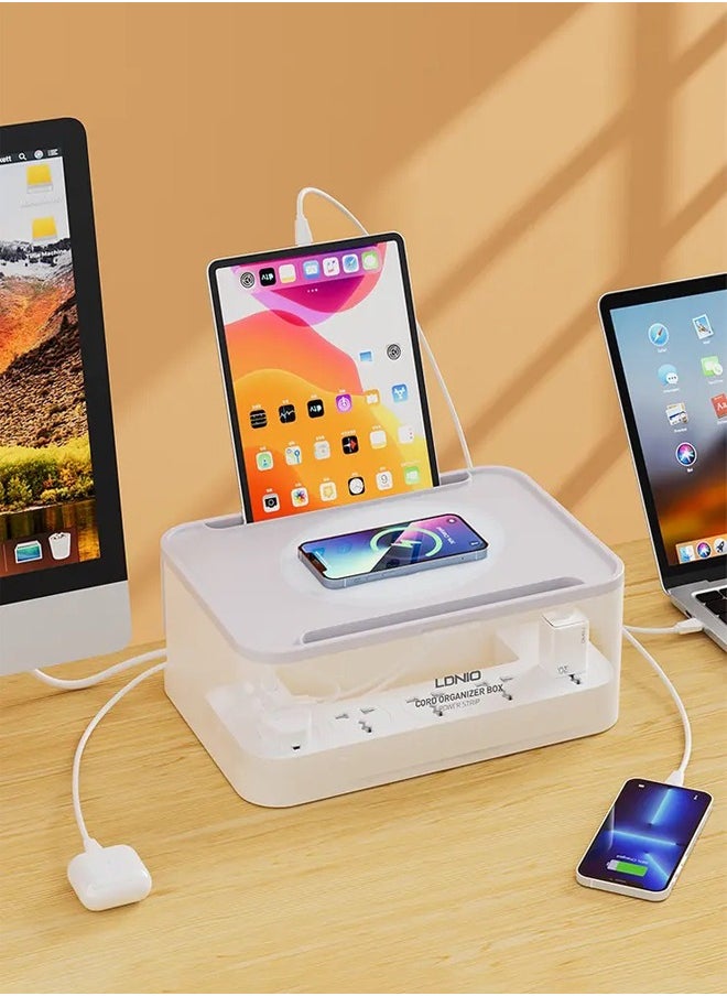 3-in-1 Power Extension Cord and Cable Management Box, 5 Universal Outlets 3 USB with Tablet Stand 2M Cables Power Strips, Elegant Organizer Box for Child and pet Protection, and Stylish Desktop - pzsku/Z351A8B93E9311DD88668Z/45/_/1695883679/37b783fd-7116-4b9f-8a66-a388a1677120