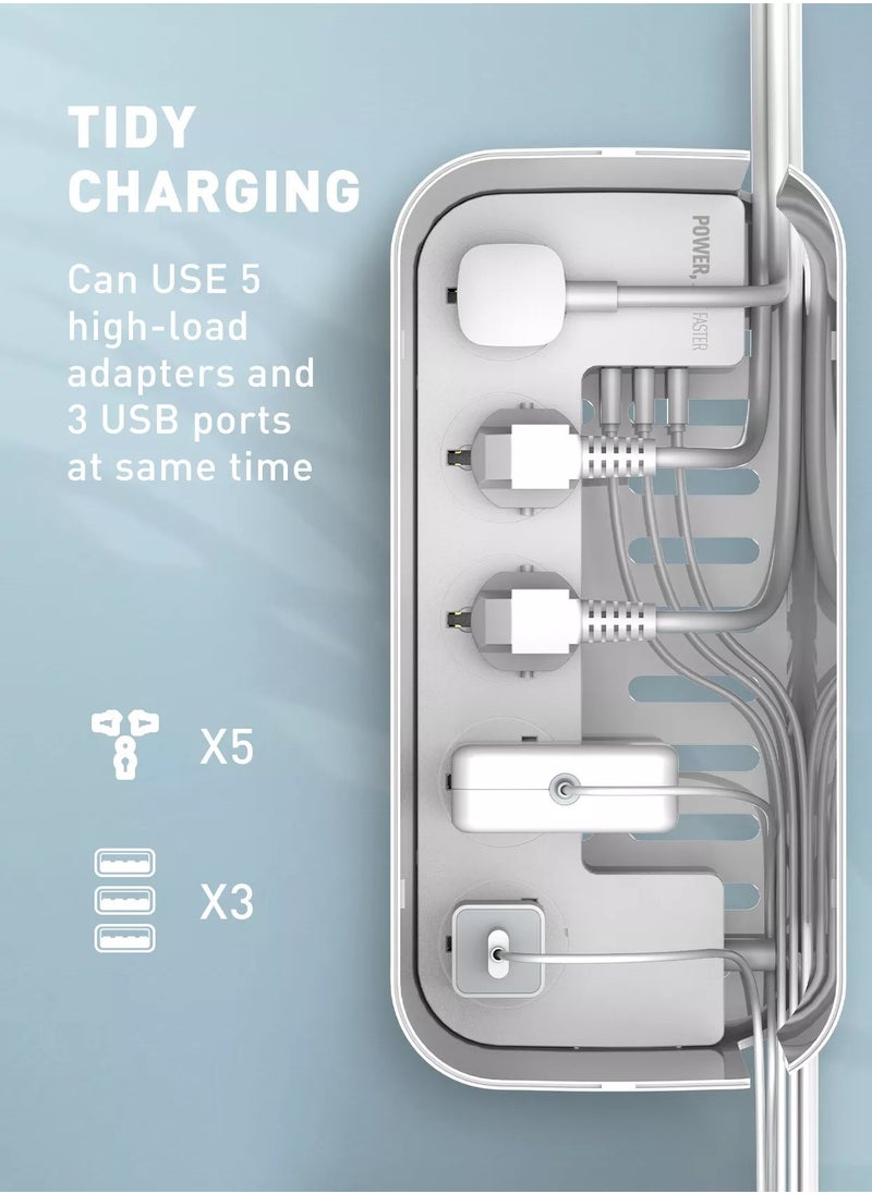 3-in-1 Power Extension Cord and Cable Management Box, 5 Universal Outlets 3 USB with Tablet Stand 2M Cables Power Strips, Elegant Organizer Box for Child and pet Protection, and Stylish Desktop - pzsku/Z351A8B93E9311DD88668Z/45/_/1695883681/97cf85e8-9330-4a4a-b51f-72553e1a3280