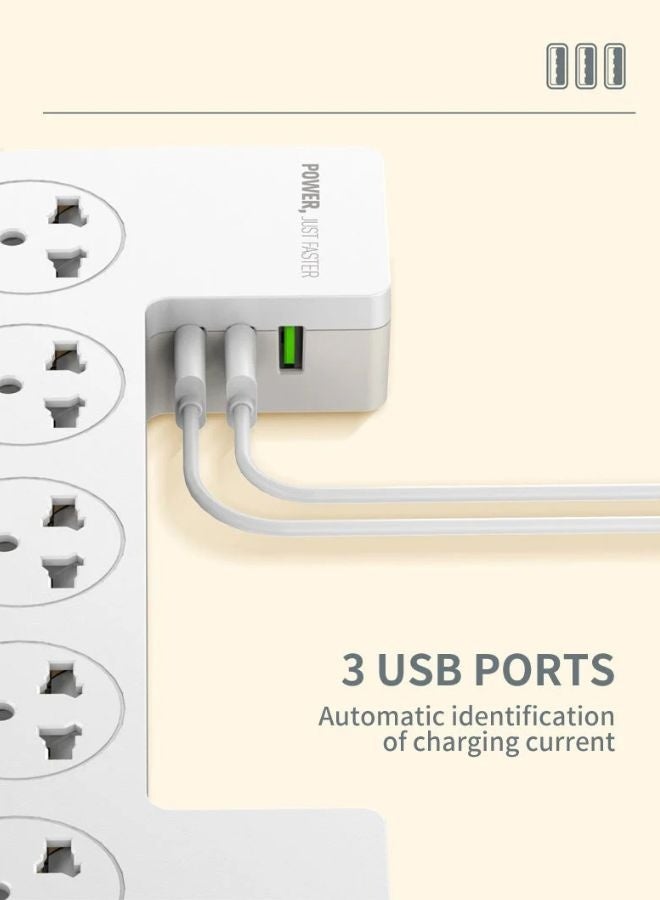 LDNIO 3-in-1 Power Extension 2 meter Cord , Cable Management Box, 5 Universal Outlets 3 USB with Tablet Stand 2M Cables Power Strips, Elegant Organizer Box for Child and pet Protection, European  Safety Certified and Stylish Desktop - Image 4