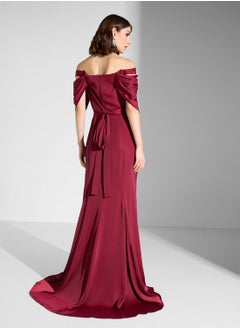 Iyra Bardot Side Slit Dress  - Image 2