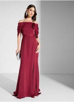 Iyra Bardot Side Slit Dress  - Image 1