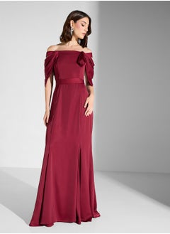 Iyra Bardot Side Slit Dress  - Image 4