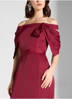 Iyra Bardot Side Slit Dress  - Image 3