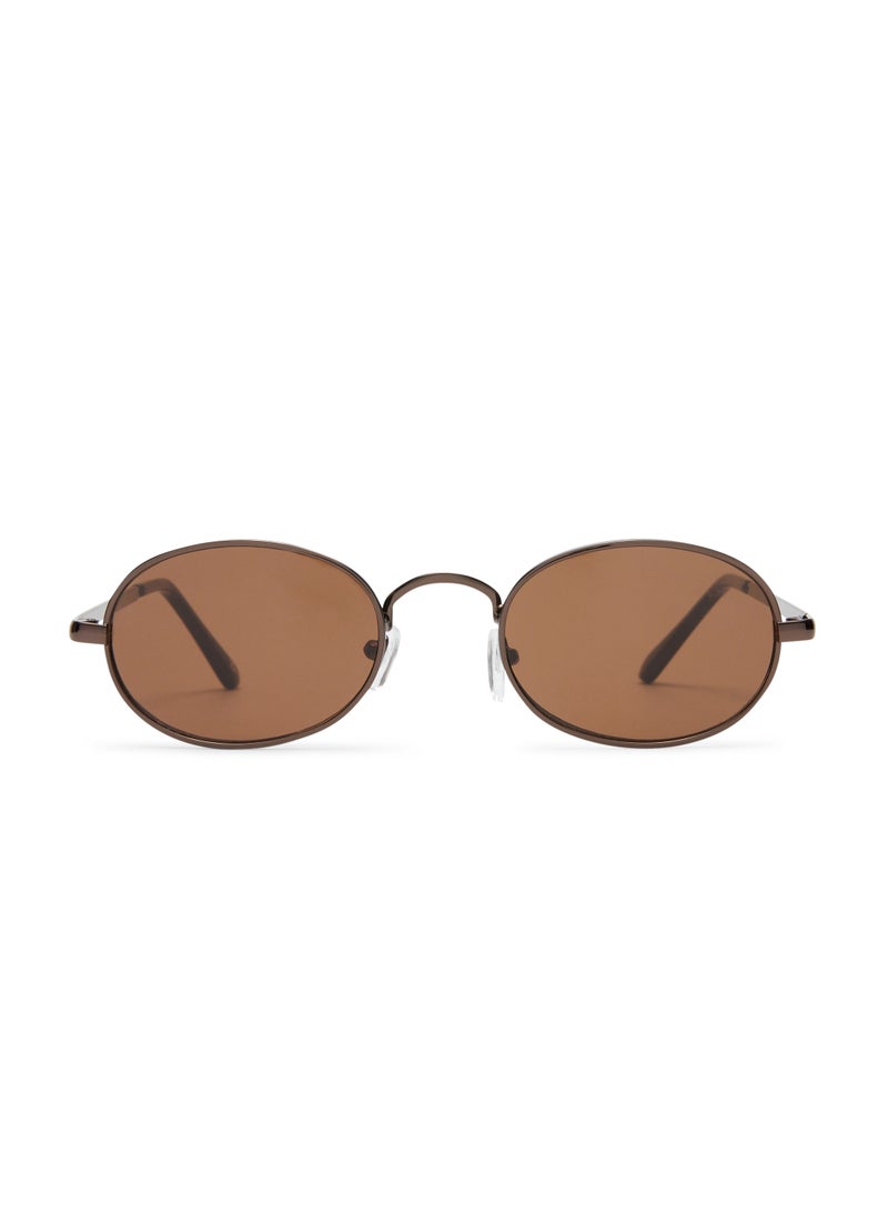 AIRE REGULUS Retro Round Sunglasses for Men & Women | Lightweight Metal Frame with UV400 Brown Lenses | Vintage Oval Eyewear for Daily, Casual & Travel Wear  - Image 1