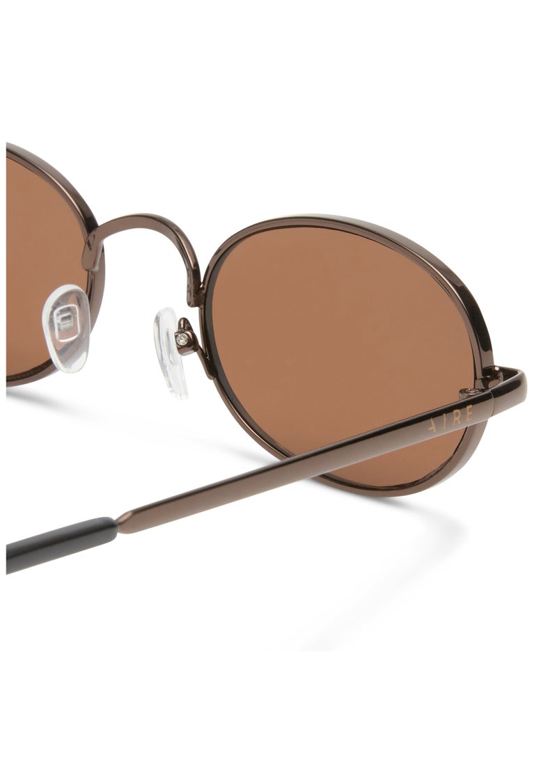 AIRE REGULUS Retro Round Sunglasses for Men & Women | Lightweight Metal Frame with UV400 Brown Lenses | Vintage Oval Eyewear for Daily, Casual & Travel Wear  - Image 4