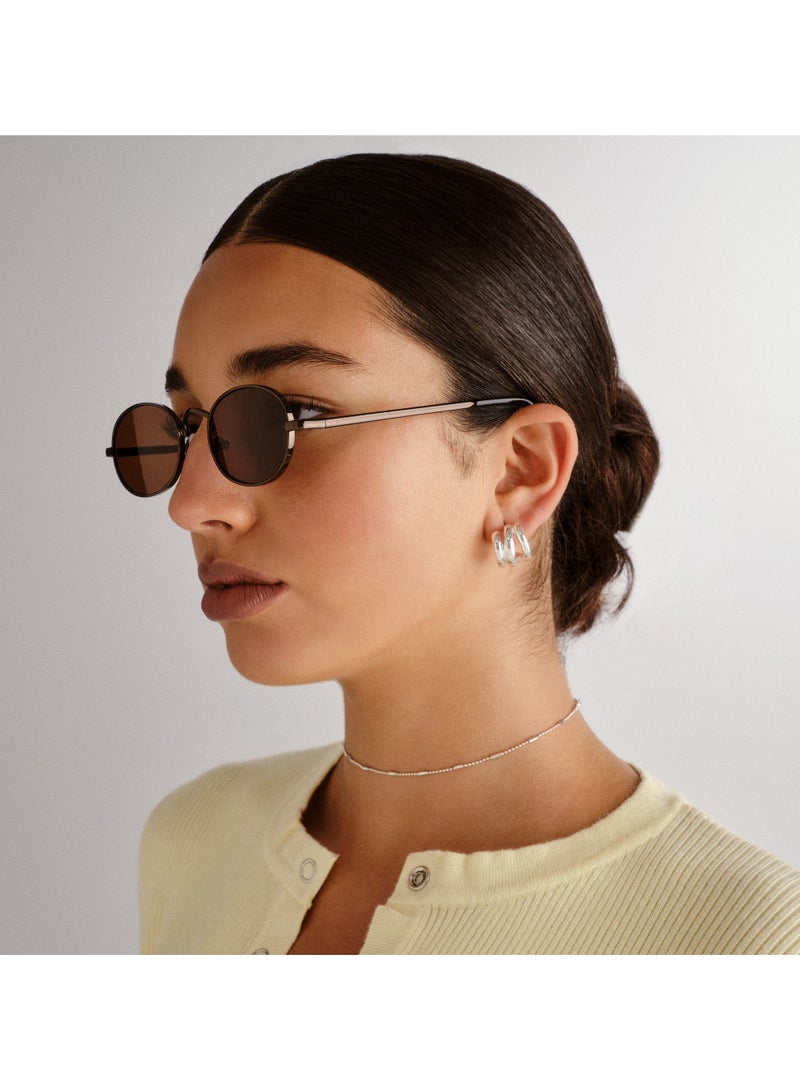 AIRE REGULUS Retro Round Sunglasses for Men & Women | Lightweight Metal Frame with UV400 Brown Lenses | Vintage Oval Eyewear for Daily, Casual & Travel Wear  - Image 2