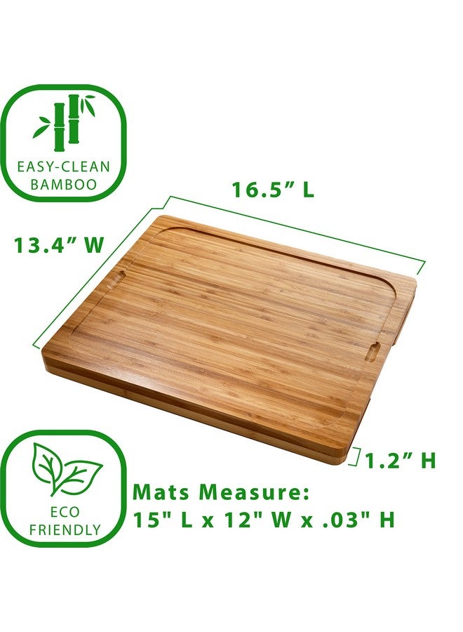 Seville Classics Bamboo Premium Wood Cutting Board Serving Tray w/ 7 Color-Coded BPA-Free Mats, for Chopping Bread, Cheese, Fruits, Vegetables, Meats, Charcuterie (PATENTED), Bamboo (NEW MODEL) - Image 2