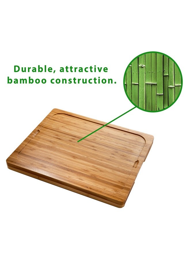Seville Classics Bamboo Premium Wood Cutting Board Serving Tray w/ 7 Color-Coded BPA-Free Mats, for Chopping Bread, Cheese, Fruits, Vegetables, Meats, Charcuterie (PATENTED), Bamboo (NEW MODEL) - Image 3