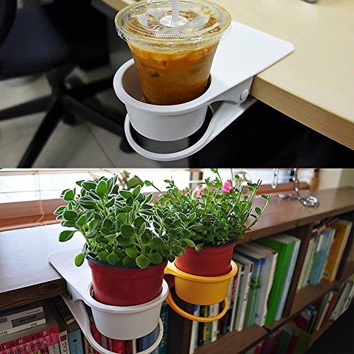 Twinsisi Drinking Cup Holder Clip - Home Office Table Desk Side Huge Water Beverage Soda Coffee Mug Holder for Potted Plant, Headphones, USB Cable, Pen Storage (Black) - Image 5