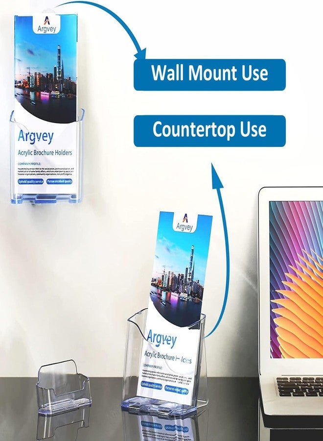 Argvey Acrylic Brochure Holder 4x9 Inch, Clear Pamphlet Holder Display Stand for Trifold 4 Inch Flyers, Booklets, Table Signs, Plastic Rack Card Holder for Office, Home, Store, 2 Pack - Image 4
