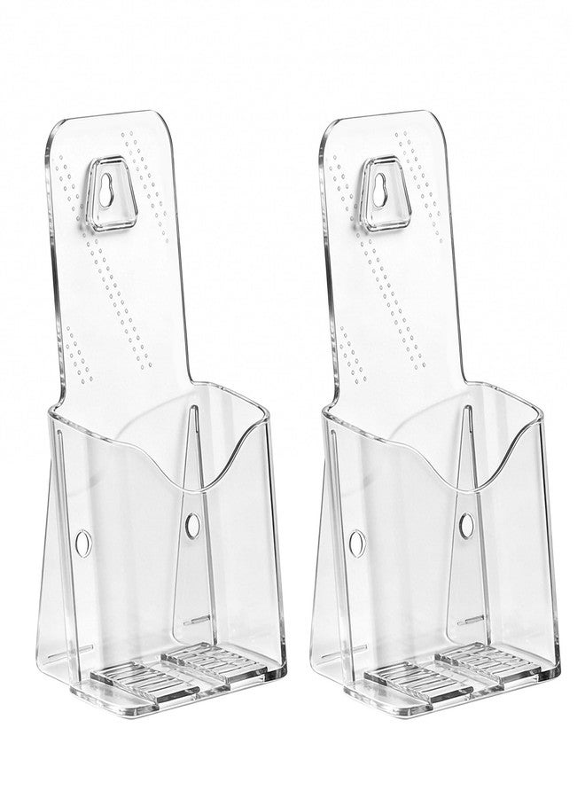 Argvey Acrylic Brochure Holder 4x9 Inch, Clear Pamphlet Holder Display Stand for Trifold 4 Inch Flyers, Booklets, Table Signs, Plastic Rack Card Holder for Office, Home, Store, 2 Pack - Image 1