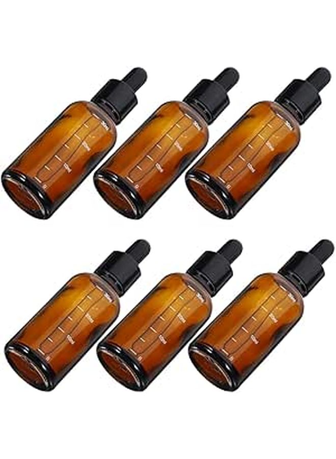 Amber Glass Dropper Bottles 6 Pack 30ml Scale for Essential Oils Travel - Image 1