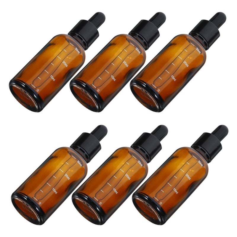 Amber Glass Dropper Bottles 6 Pack 30ml Scale for Essential Oils Travel - Image 2