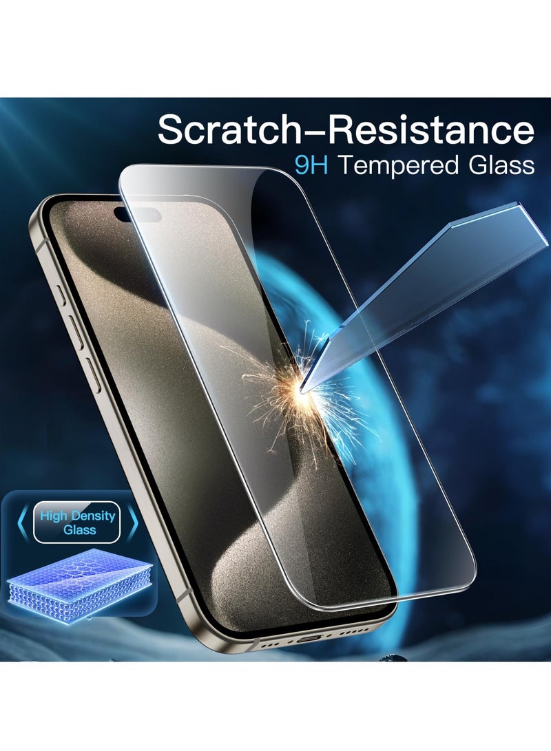 جي تيك واقي شاشة JETech لهاتف iPhone 15 Pro Max مقاس 6.7 بوصة من الزجاج المقوى مع أداة سهلة التركيب، جراب صديق للبيئة عالي الدقة شفاف 3 عبوات - Image 5