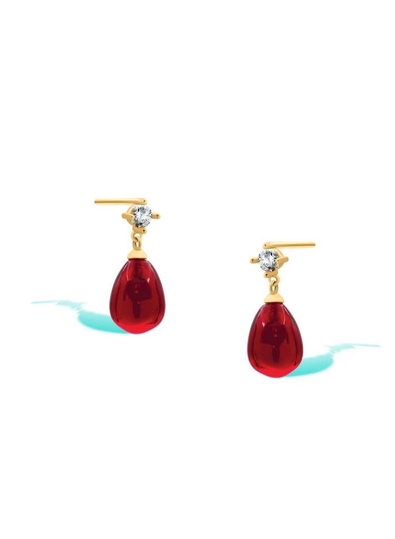 Ruby Art Gold 18K Pure Gold Women Earrings with ruby stone - 0.71 Gram - Image 1