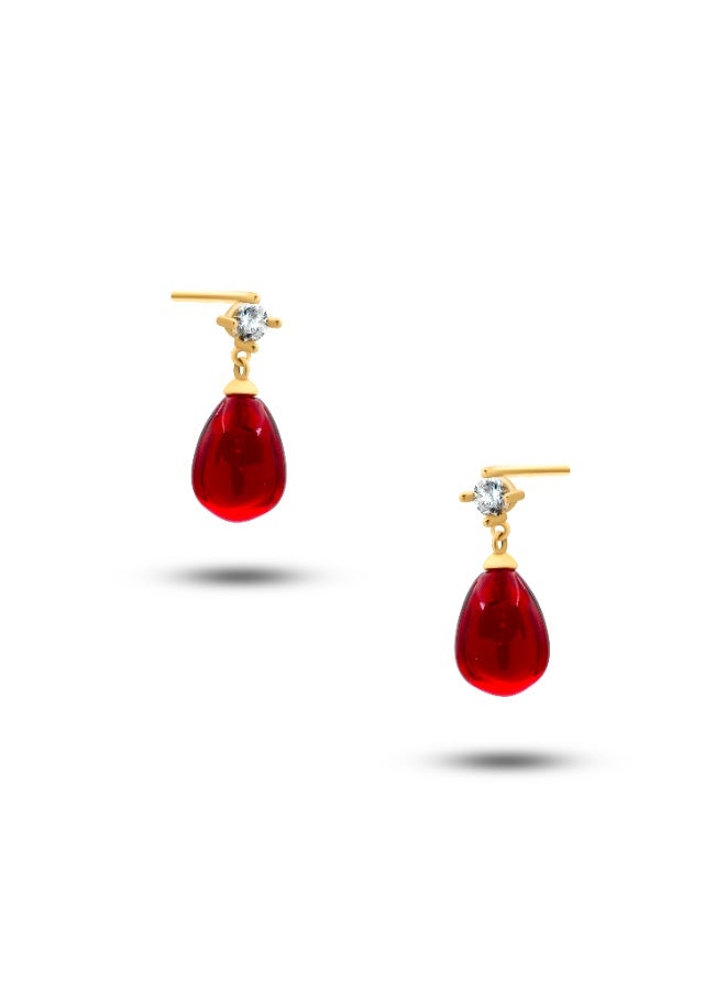 Ruby Art Gold 18K Pure Gold Women Earrings with ruby stone - 0.71 Gram - Image 1