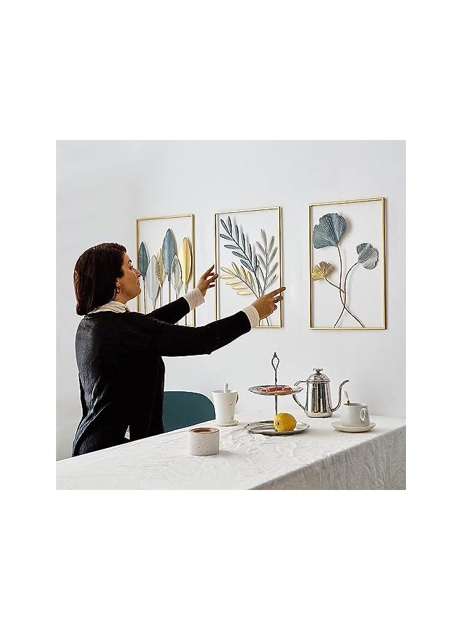 The Bros 3PCS,Gold Metal Wall Decor Leaf Wall Hanging Decoration, Metal Wall Art Home Decor for Living Room,Office,Bedroom Hotel - Image 3