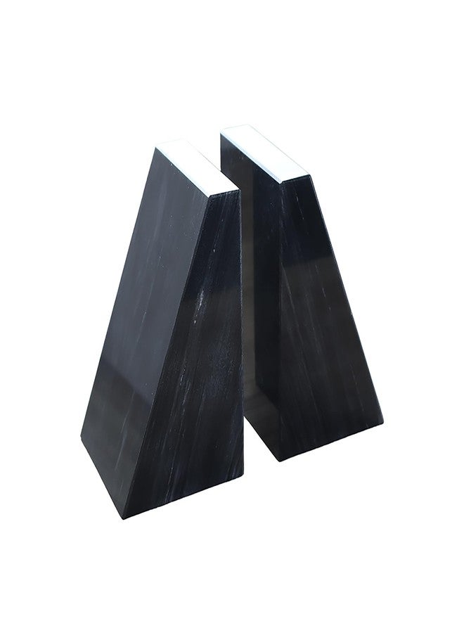 Fox Run 100% Natural Polished Marble Bookends, Black, Set of 2, Smaller Triangular - Image 3