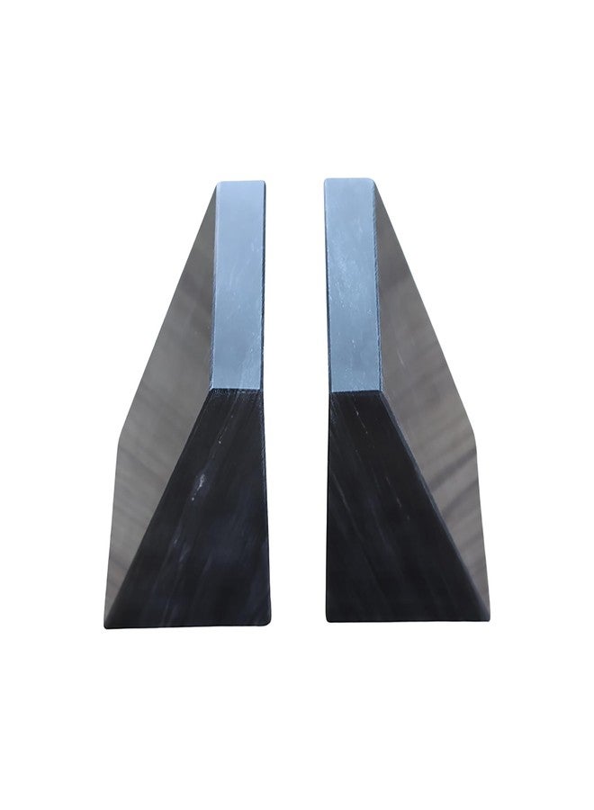 Fox Run 100% Natural Polished Marble Bookends, Black, Set of 2, Smaller Triangular - Image 2