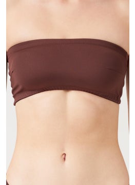 COTTONHILL Strapless Crop Top Bustier Dark Brown  - Image 2