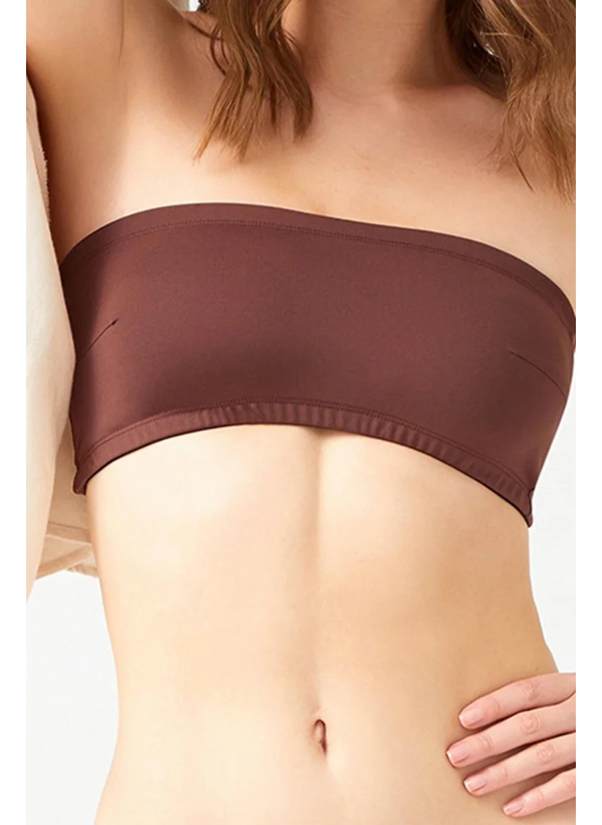 كوتن هيل Strapless Crop Top Bustier Dark Brown