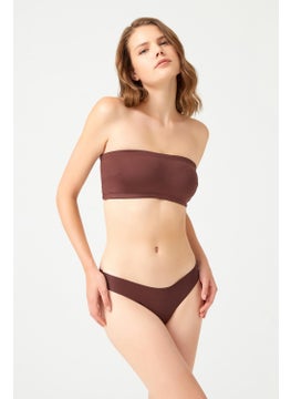 COTTONHILL Strapless Crop Top Bustier Dark Brown  - Image 3