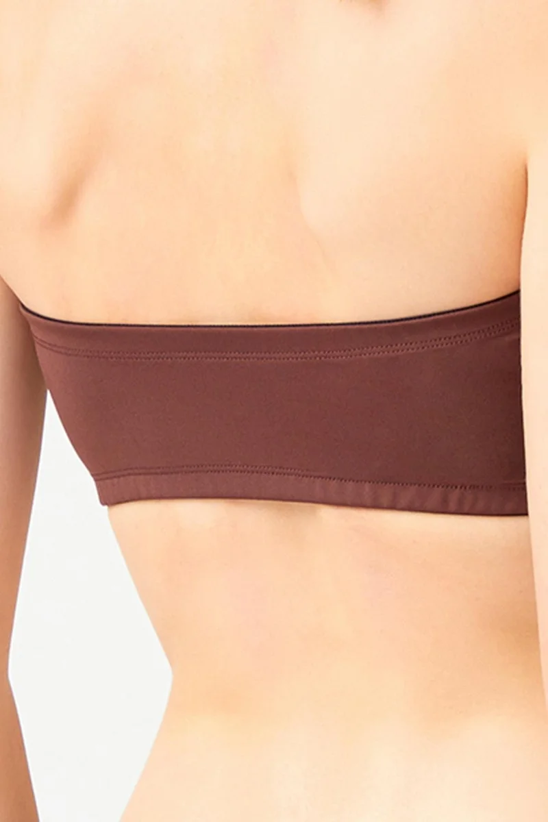 COTTONHILL Strapless Crop Top Bustier Dark Brown
