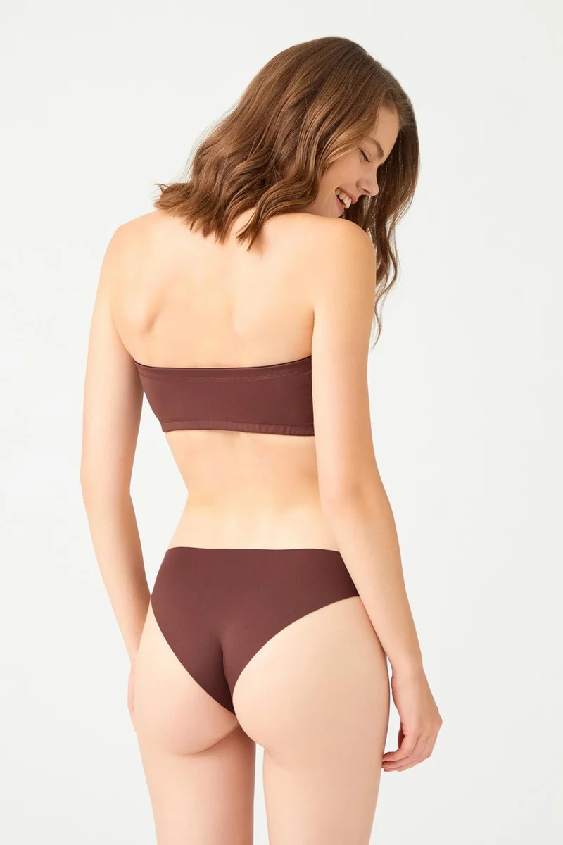 COTTONHILL Strapless Crop Top Bustier Dark Brown