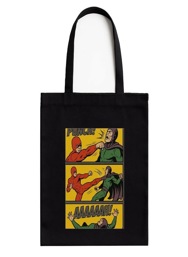 Megrok Epic Comic Tote Bag for Women | Front A4 Size Printed Pocket | 16x14 Inch Superhero Cotton Bag | Graphic Novel Convention Companion - Image 1