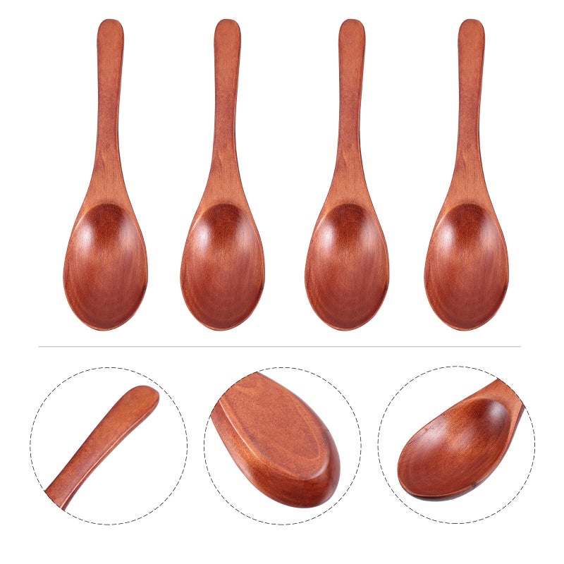 Lightweight Wooden Spoons Set of 4 Multipurpose 16cm Kitchen Utensils - Image 4