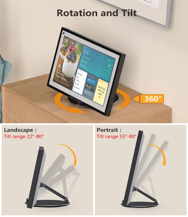 Laivli Swivel and Tilt Stand Compatible with Echo Show 15 (1st, 2nd Gen)/ 21, Supports Portrait and Landscape Orientation - Image 2