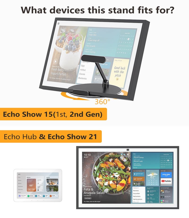 Laivli Swivel and Tilt Stand Compatible with Echo Show 15 (1st, 2nd Gen)/ 21, Supports Portrait and Landscape Orientation - Image 5