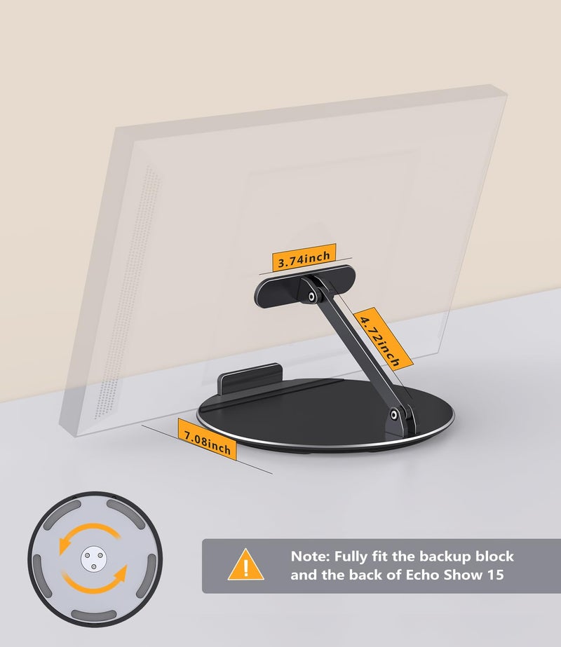 Laivli Swivel and Tilt Stand Compatible with Echo Show 15 (1st, 2nd Gen)/ 21, Supports Portrait and Landscape Orientation - Image 3