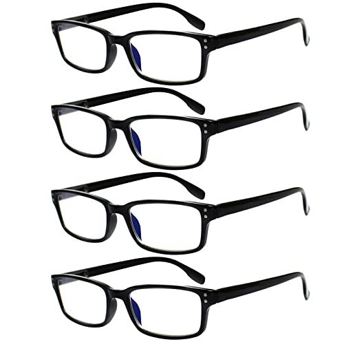 Kerecsen 4 Pack Reading Glasses for Men and Women with Spring Hinges, Lightweight Black Rectangular Readers Eyeglasses (4 Pack Black, 2.25) - Image 1