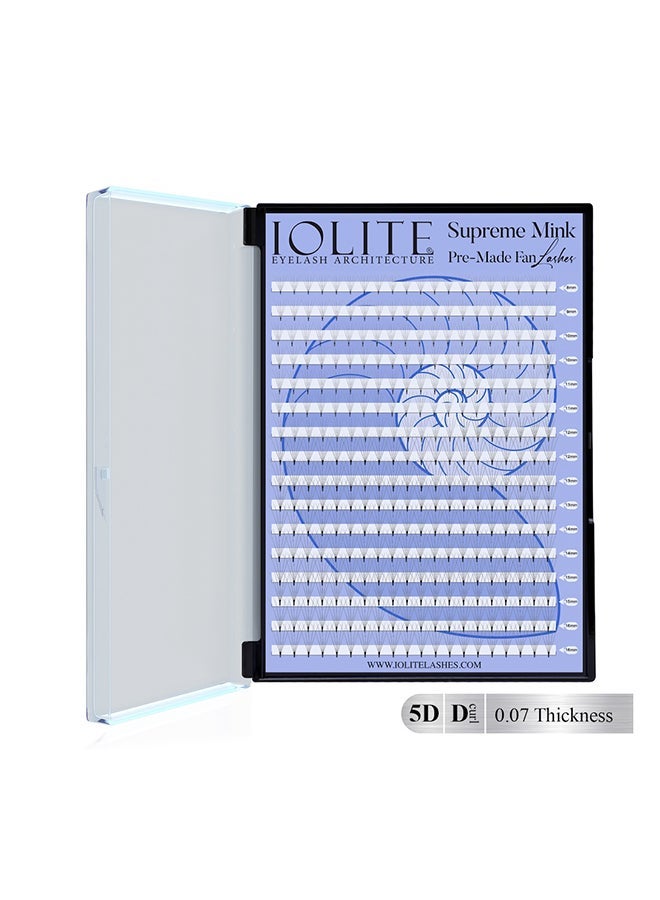 Iolite Eyelash Extensions -  5D Supreme Mink Pre-Made Fan Lash Extensions – D Curl, 0.7T Mix (8mm-16mm) | Fast Application | Premium Volume, Lightweight & Natural | Salon-Quality for Lash Artists ISMP5DD7T - MIX - Image 1