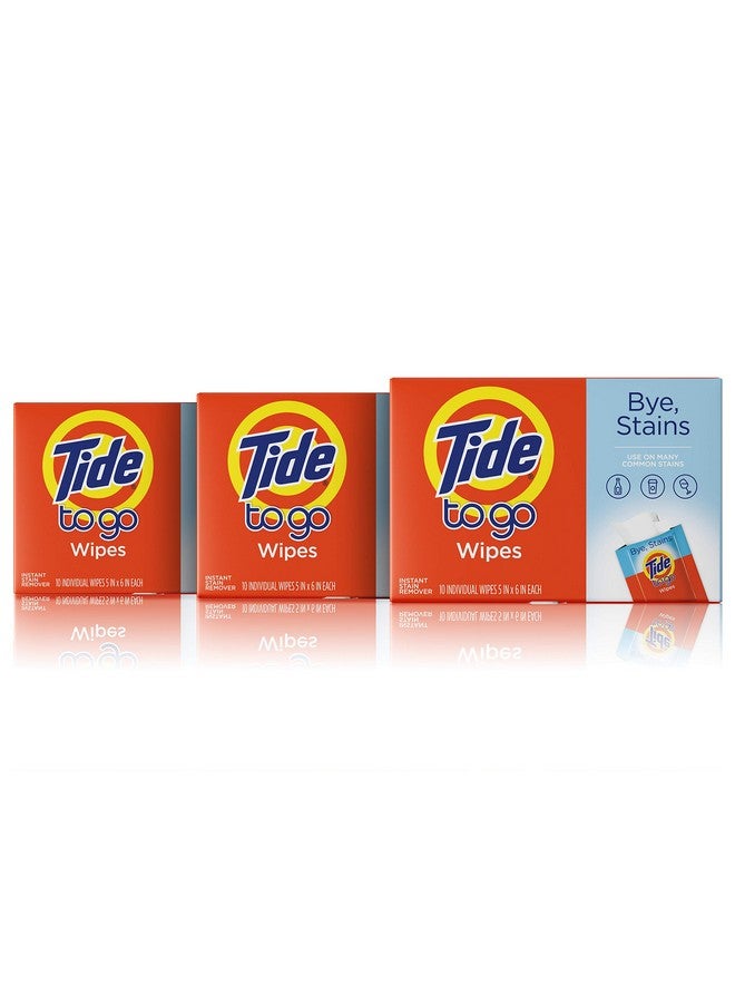 Tide To Go Stain Remover Wipes For Clothes, Instant Laundry Travel Stain & Spot Remover, 3 Pack, (30 Wipes Total)  - Image 1