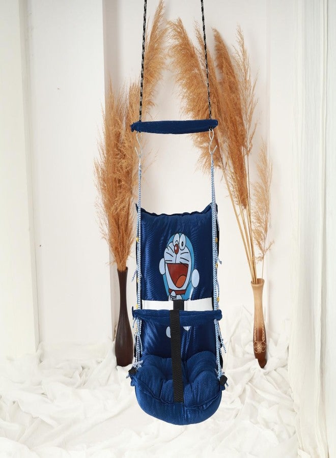 JULJULIA Hammock Baby Swing Hanging Chair uyyala jula for Adult Kids Indoor Outdoor Balcony Sturdy Cotton Indoor/Outdoor Jula for Balcony - Blue (Pack of 1) - Image 2