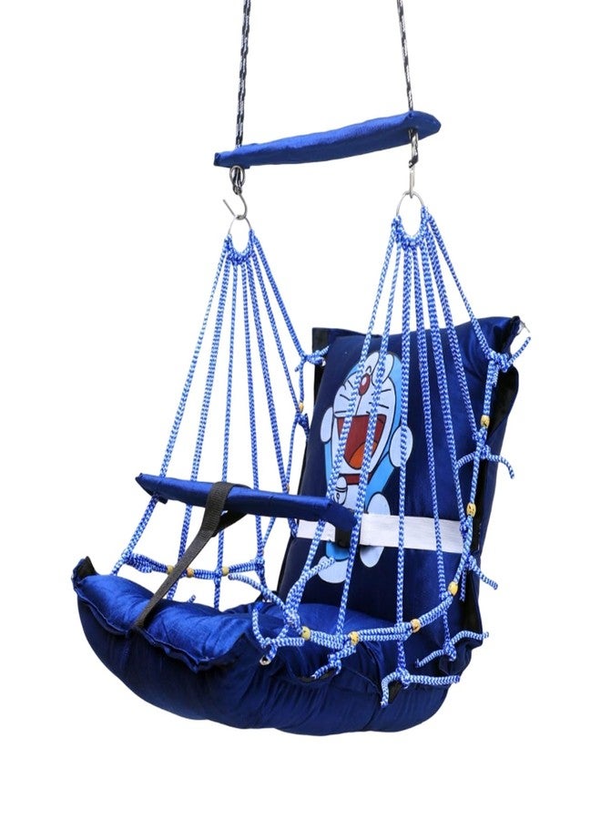 JULJULIA Hammock Baby Swing Hanging Chair uyyala jula for Adult Kids Indoor Outdoor Balcony Sturdy Cotton Indoor/Outdoor Jula for Balcony - Blue (Pack of 1) - Image 1