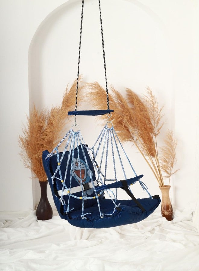 JULJULIA Hammock Baby Swing Hanging Chair uyyala jula for Adult Kids Indoor Outdoor Balcony Sturdy Cotton Indoor/Outdoor Jula for Balcony - Blue (Pack of 1) - Image 3