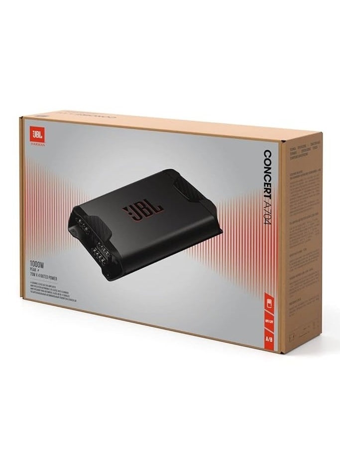 JBL - JBL Concert A704 1000W 4-Channel Car Amplifier with Adjustable Crossover, Auto Turn-On, and High-Performance Sound - Image 1