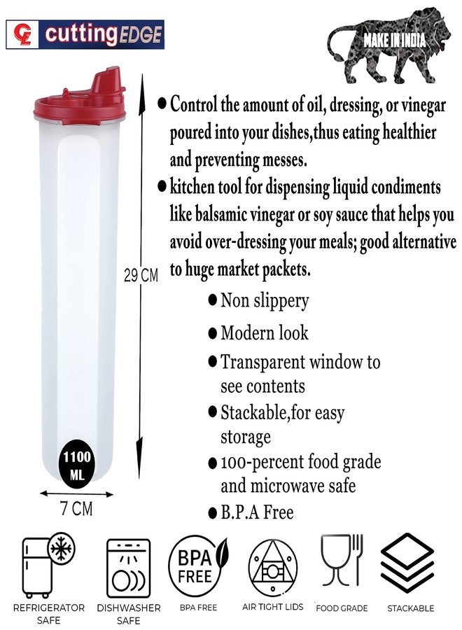 Cutting EDGE Air-Tight & Leak Proof Plastic Oil Pourer - for Vinegar, Sauces, Olive & Refined Oils, Easy Flow, BPA Free, Refrigerator Safe (Dark Red) (1, 1.1L) - Image 2