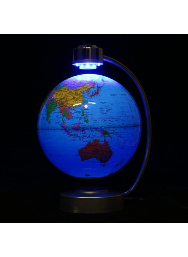 klarako Floating Globe, Office Desk Display Magnetic Levitating and Rotating Planet Earth Globe Ball with World Map, Cool and Educational Gift Idea for Him - 8" Ball with Levitation Stand (Blue)  - Image 1