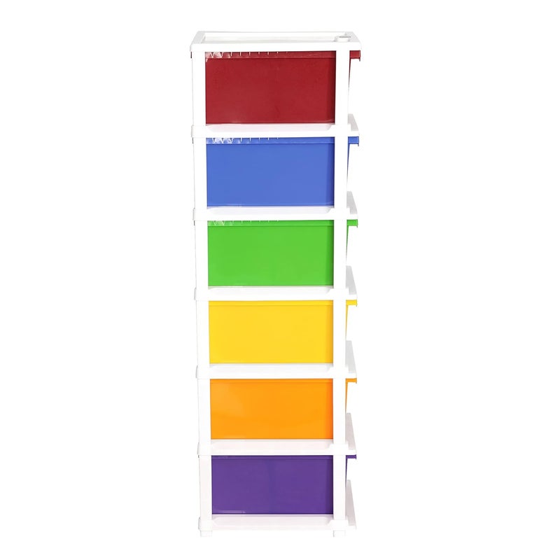 SIMPARTE Plastic MultiPurpose Modular Storage Cabinet XL Drawer for Home OfficeMulticolor 6 Layer - Image 4