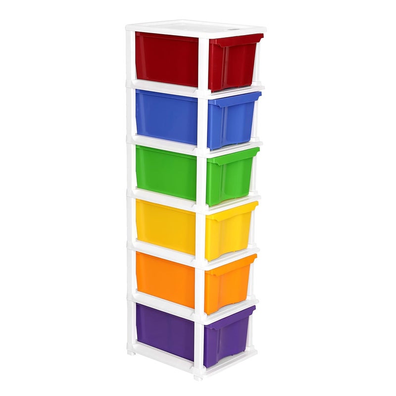 SIMPARTE Plastic MultiPurpose Modular Storage Cabinet XL Drawer for Home OfficeMulticolor 6 Layer - Image 5