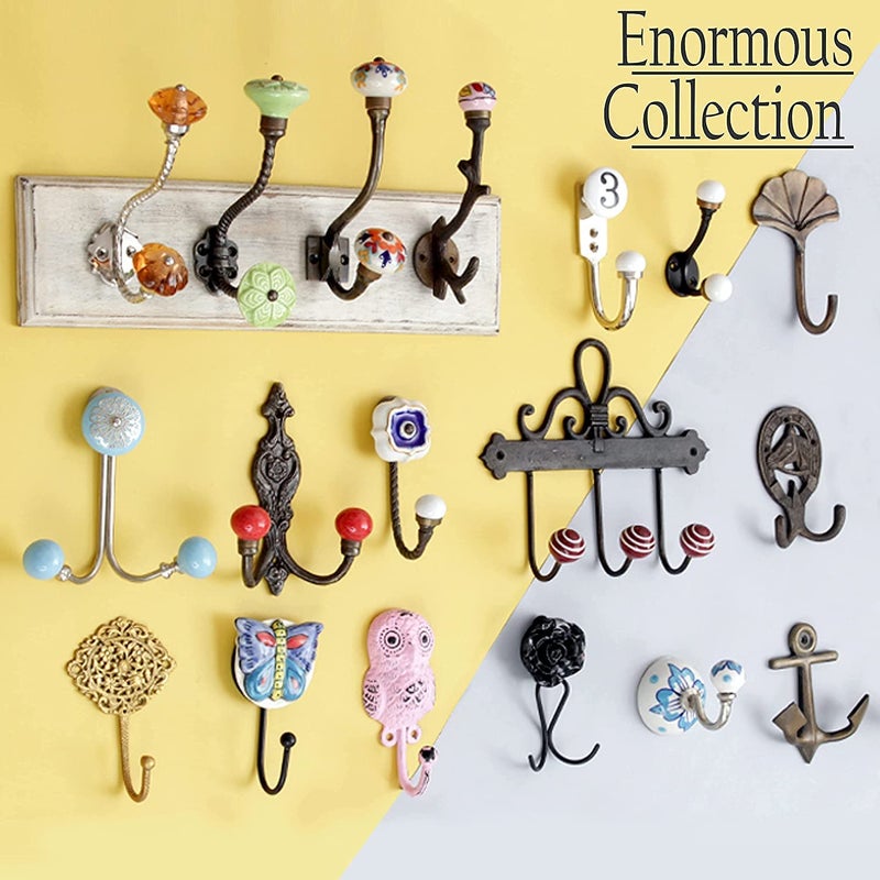 Indian-Shelf IndianShelf 1 Piece Hook Hanger Brass Keychain Holder for Home Antique Handbag Hangers for Wardrobe Floral Wall Hooks Wall Hanging Hanger Cloth Hanger Door Hanger Robe Hooks Vintage Hooks  - Image 2