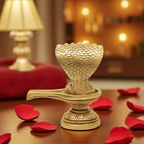 SHANTI Brass Shivling for Home Puja, Shiva Lingam for Mandir, Office Desk, Gift & Décor Height:- 3.1 Inche - Image 4