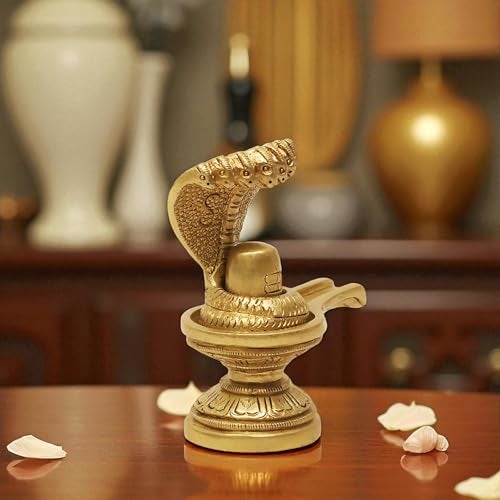 SHANTI Brass Shivling for Home Puja, Shiva Lingam for Mandir, Office Desk, Gift & Décor Height:- 3.1 Inche - Image 2
