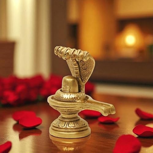 SHANTI Brass Shivling for Home Puja, Shiva Lingam for Mandir, Office Desk, Gift & Décor Height:- 3.1 Inche - Image 3