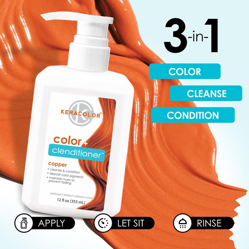 KERACOLOR Keracolor Clenditioner COPPER Hair Dye - Semi Permanent Hair Color Depositing Conditioner, 12 Fl. Oz. - Image 4