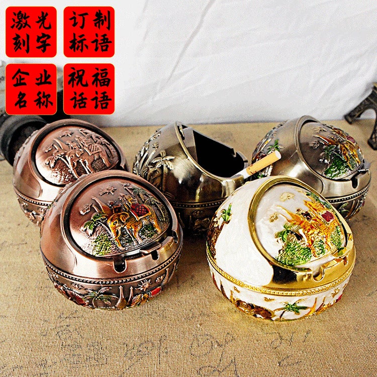 Metal Elephant Spherical Ashtray Ornaments Creative Crafts Promotion Zinc Alloy High-Grade Decoration Approval - Image 2